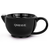 QSHAVE Razor Shaving Scuttle kubek wypełniony gorącą wodą utrzymuj pianę zawsze ciepło to duży rozmiar miska ręcznie kubek ceramiczny czarno-biały 1